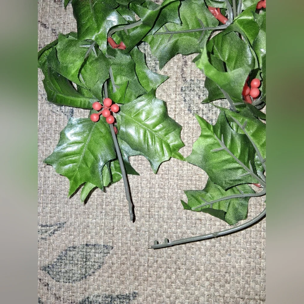 (2) 7 ft Holly w/Red Berries Garland NWT